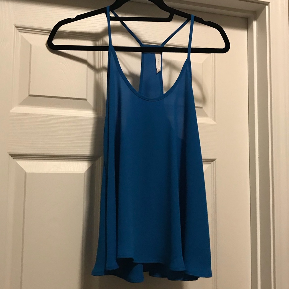 Royal blue sheer top